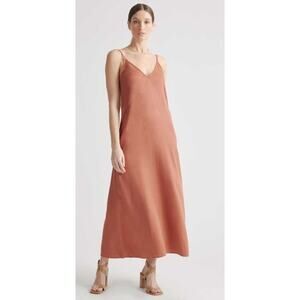 NWT ZARA Light Clay/Terracotta Strappy Midi Slip Dress LARGE